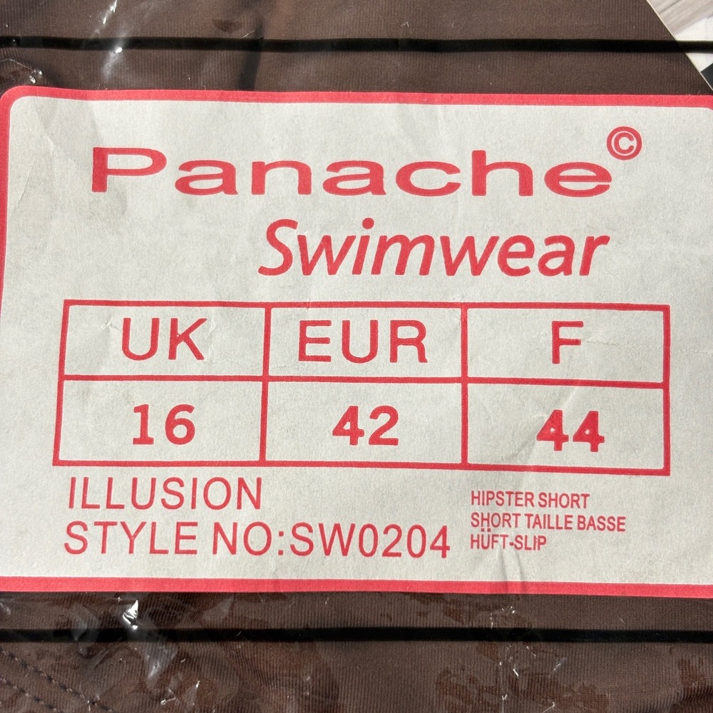 NWT Panache Womens Bikini Bottom 16 Mocha Illusion Hipster Short SW0204 Swimwear